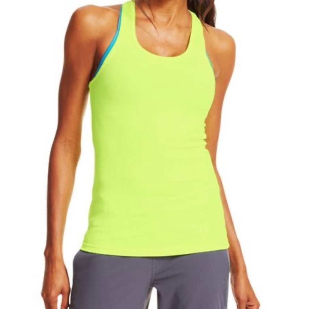 Women’s Under Armour Heat Gear Yellow Tank Top—logo Sz M-Like New​​​​​ - Picture 4 of 13